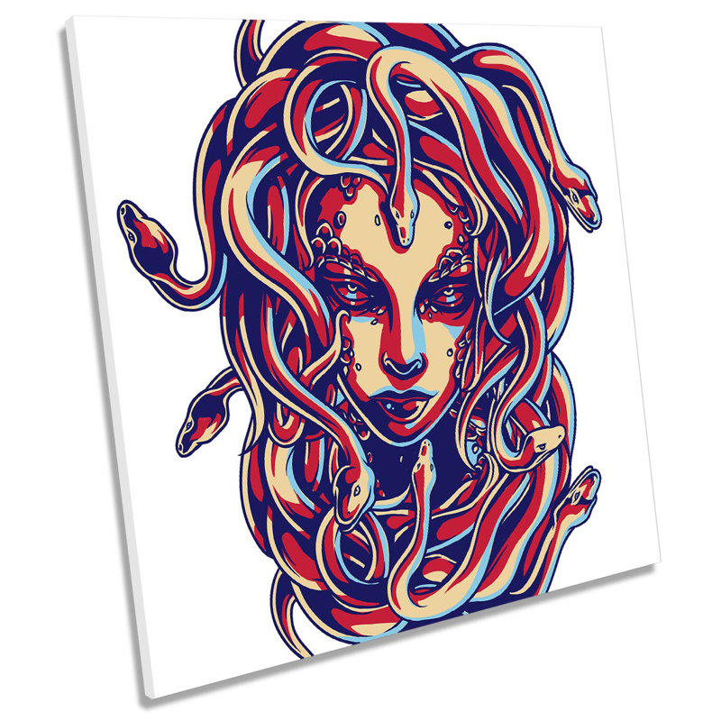 X8815 Modern Woman Face Snakes - Wrapped Canvas Print, 60cm H x 60cm W