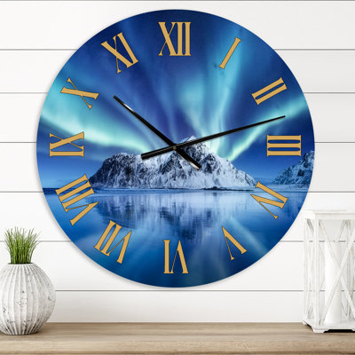 Aurora Borealis Reflection on The Water - Traditional wall clock