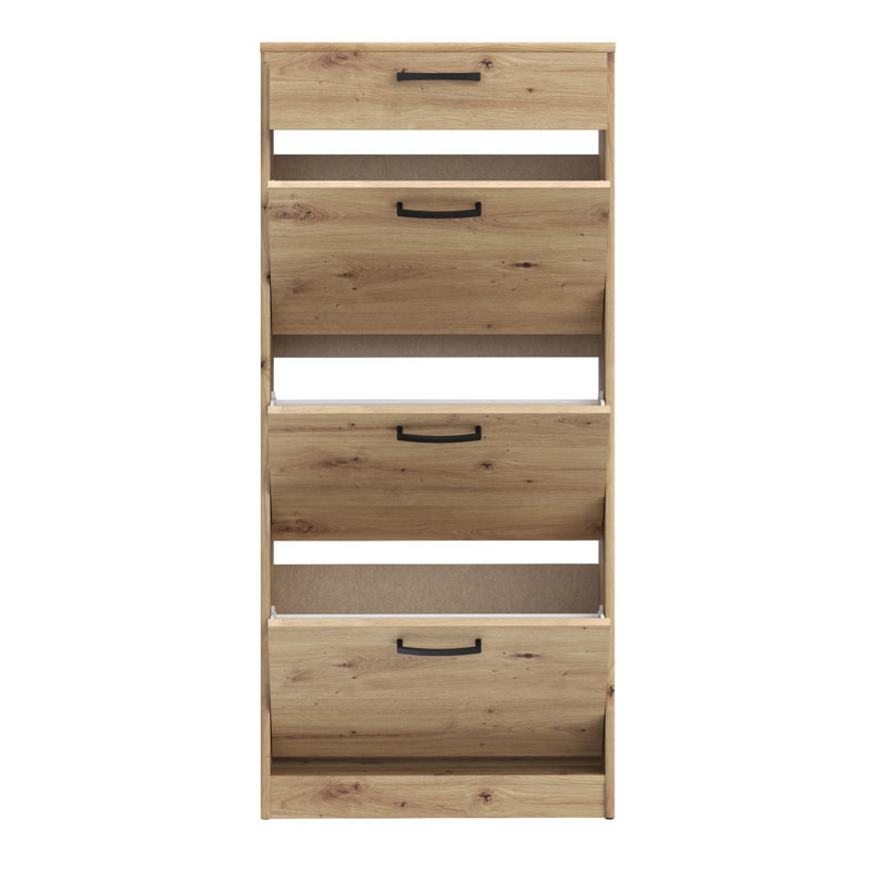Vasbinder 6 Pair Shoe Storage Cabinet, Oak Wood, 127.7cm H x 58.2cm W x  20.4cm D