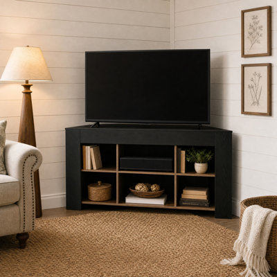 59" Corner TV Stand for TVs up to 65", Corner TV  Console with with 2-Tier Storage Shelves for Apartments