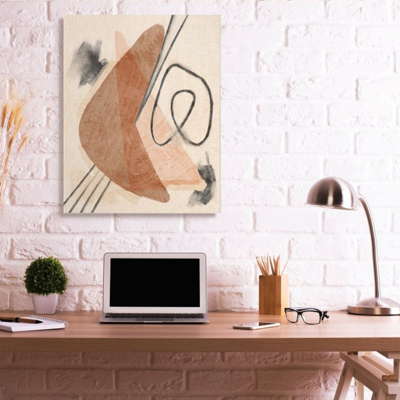 «Layered Boomerang Shape Abstract Linework Brown Black» par Daphne Polselli - impression d'art graphique, Plaque murale