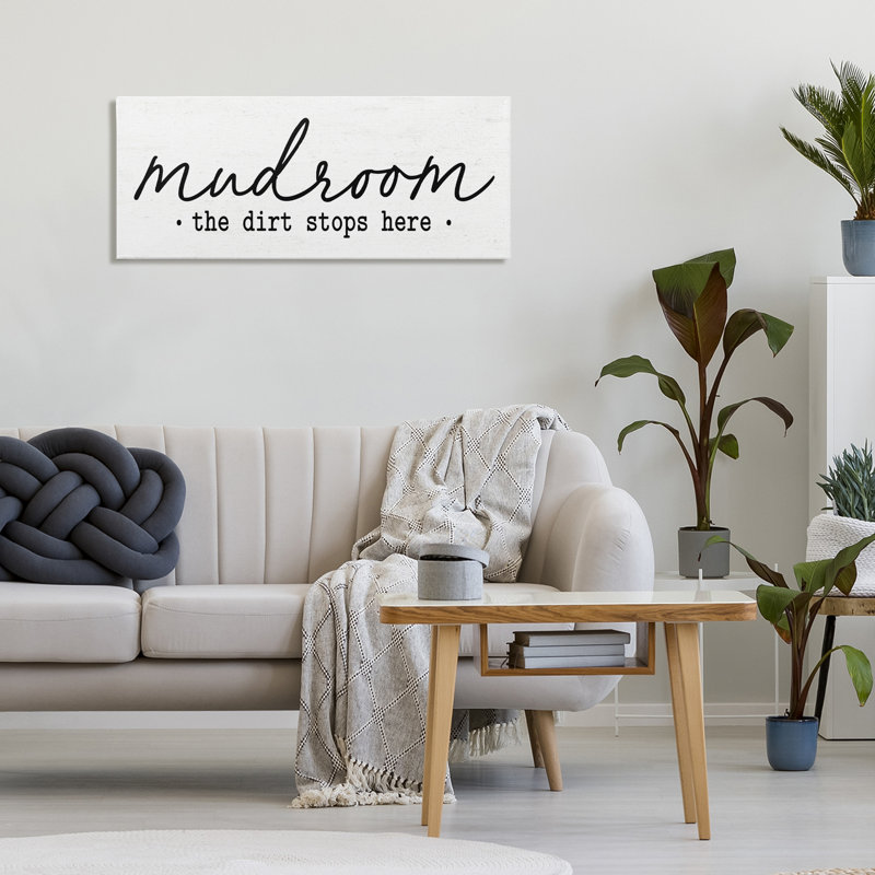 Mudroom Script Dirt Stops Here Canvas, design by Lettered and Lined, 13" H x 30" W