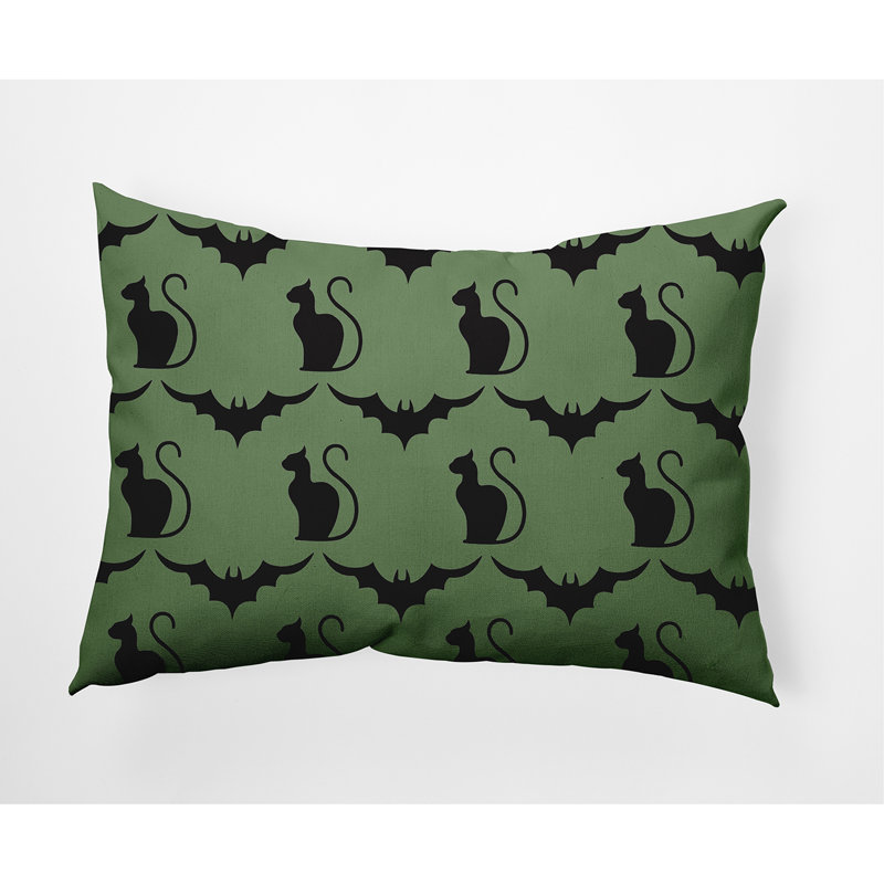 Coussin intérieur / extérieur Cats and Bats, Sauge, 14 po x 20 po