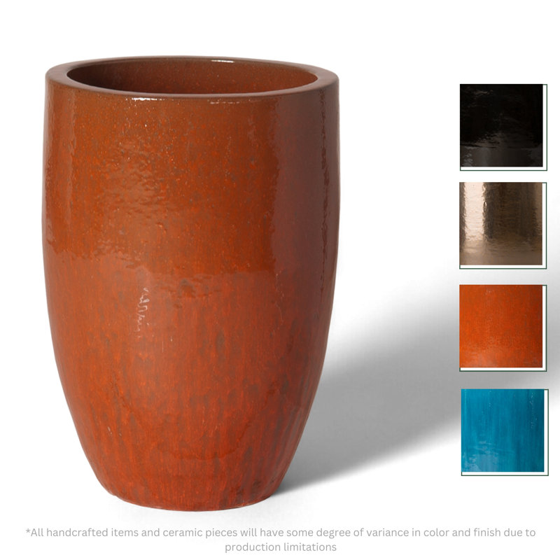 Handmade Ceramic Planter, Paprika, 41 26" H x 18" W x 18" D