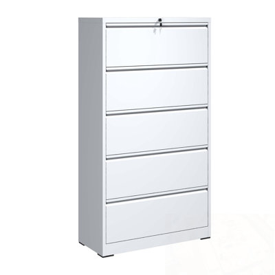 Wide Metal File Cabinet with 5 Drawers and Lock