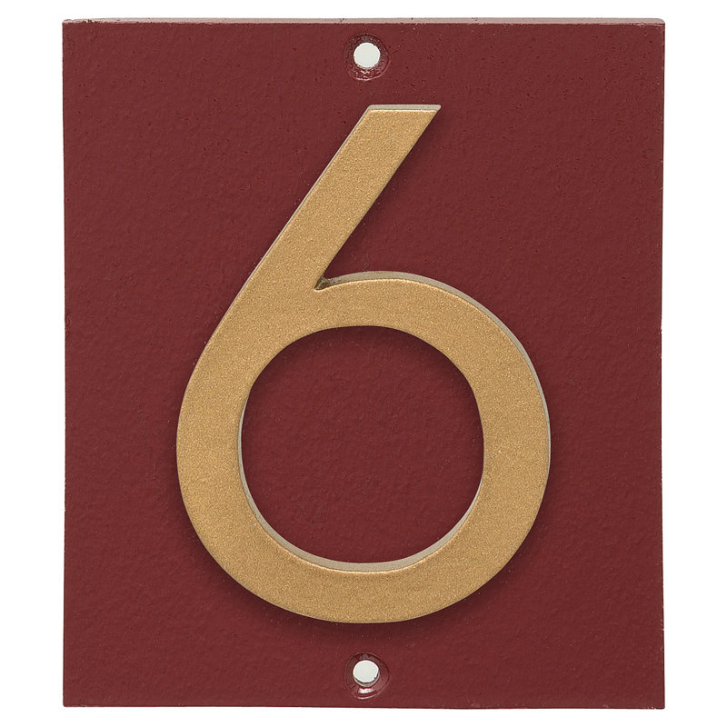 Plaque d’adresse murale sur 1 ligne flottante, Or, Rouge brique, Oui