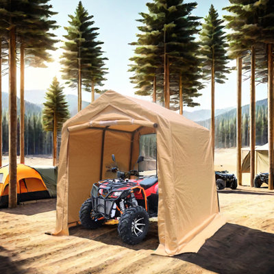 Heavy Duty 7X8 Ft Outdoor Storage Tent For Bike - Waterproof, , Snow, Reinforced Ground Tube And Pegs Wind Ropes Portable Garage Motorcycle , , Button Connection Anchors