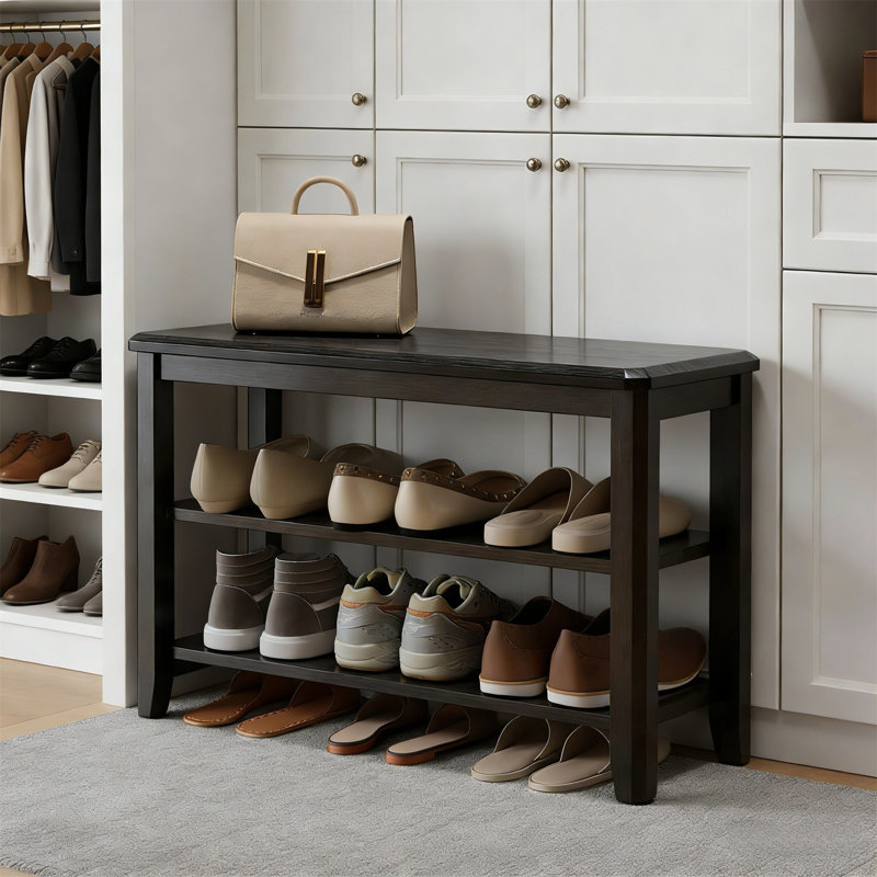 Range-chaussures en bois de qualité supérieure pour la maison, 20.4" H x 31.5" W x 11.8" D