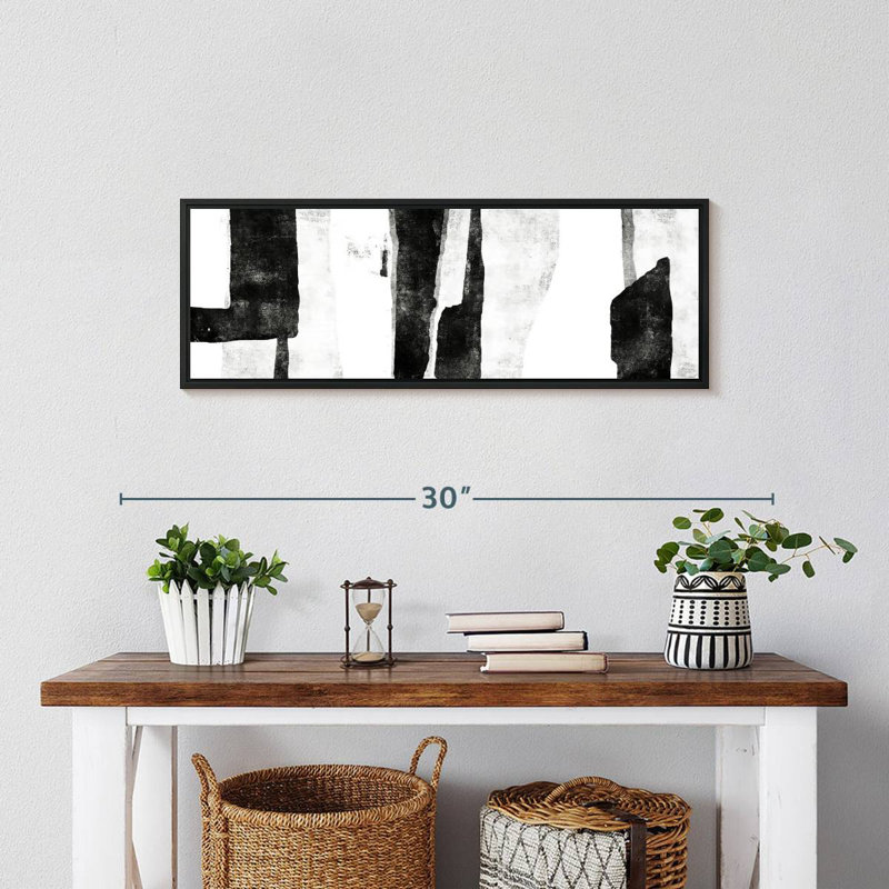 Blanc à noir Wildman II, 25 po x 9 po, Cadre flottant noir