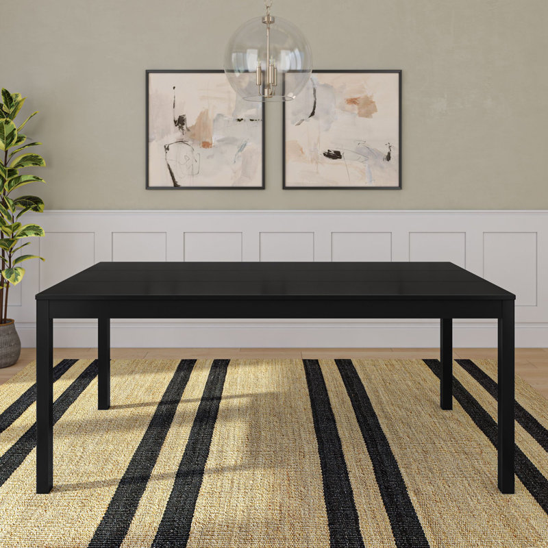 60" Solid Wood Rectangular Dining Table, Black, 30" H x 72" W x 35.75" D