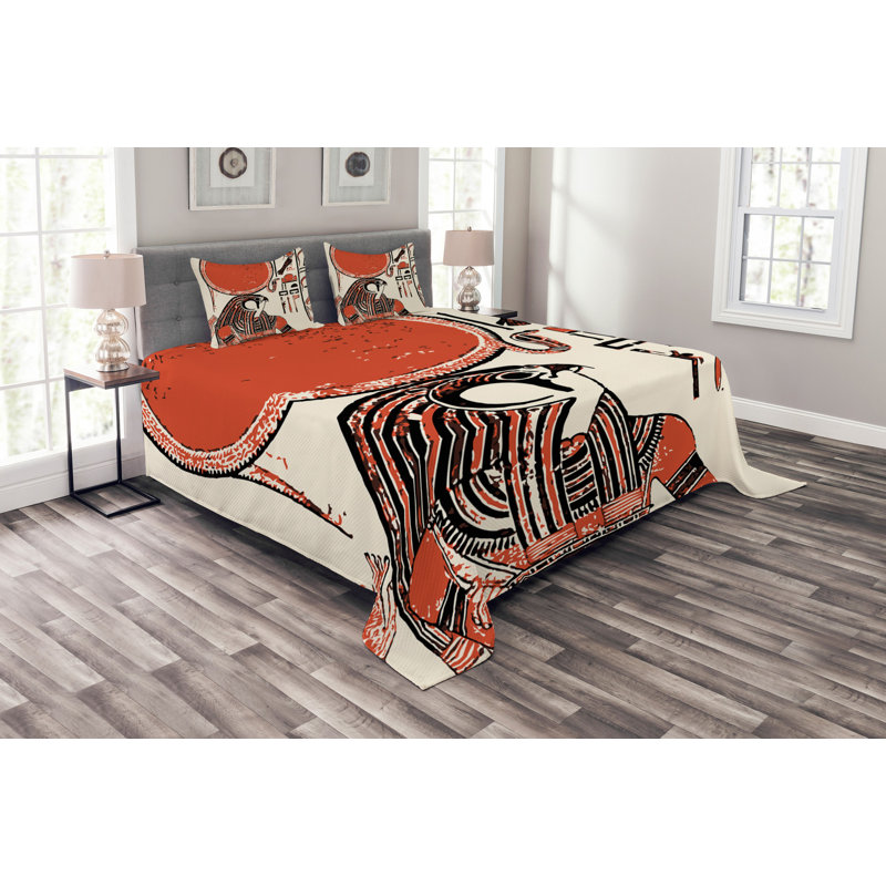 Caleigh Orange Microfibre Bedspread, 220 x 264 cm