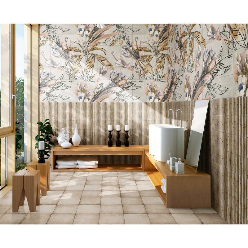 Bamboo 5.88'' W x 11.88'' L Tile, Sandy White