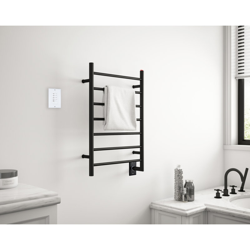 Chauffe-serviettes 7 fils Ancona Comfort câblé noir mat avec minuterie murale