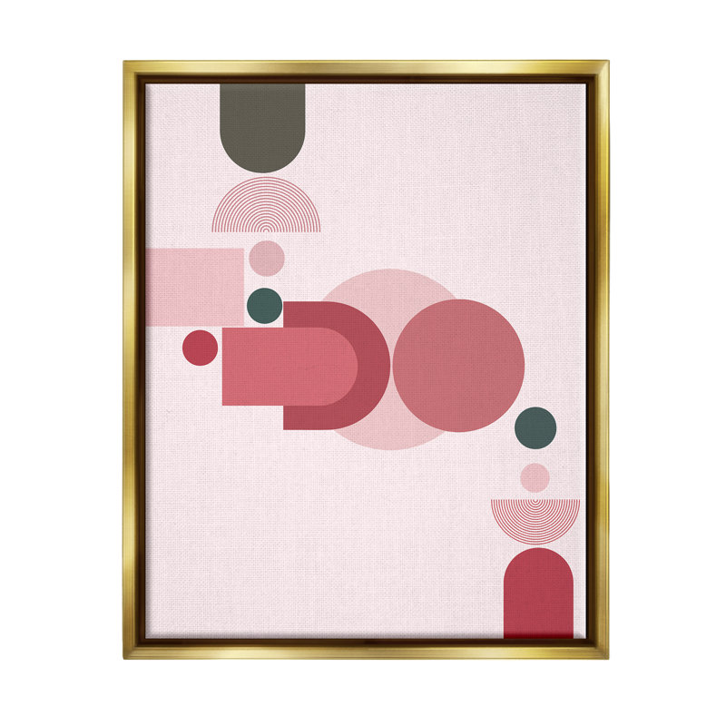 Stupell Industries Pink Varied Geometric Shapes Framed Giclee Art Design By Lil' Rue, H 31 po x l 25 po x P 1,7 po