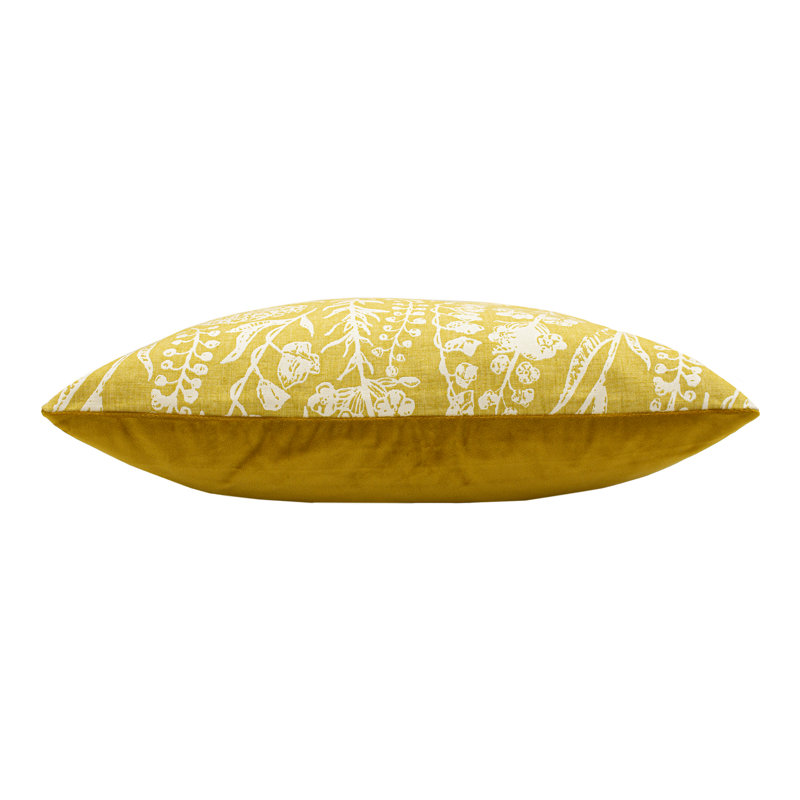 Floral Square Cushion, Feathers, Sunflower/Gold