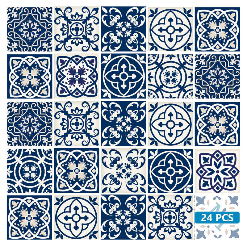 Carreaux amovibles adhésifs 12 po x 12 po bleu minuit et blanc