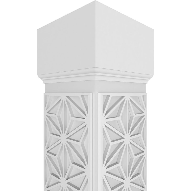 Craftsman Classic Square Non-Tapered Hampton Fretwork Column, 120" H x 11.625" W x 11.625" D