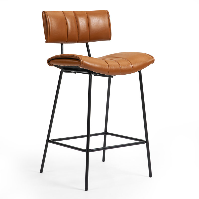 Set of 2 Palgrave Bar Stools with Black Metal Legs