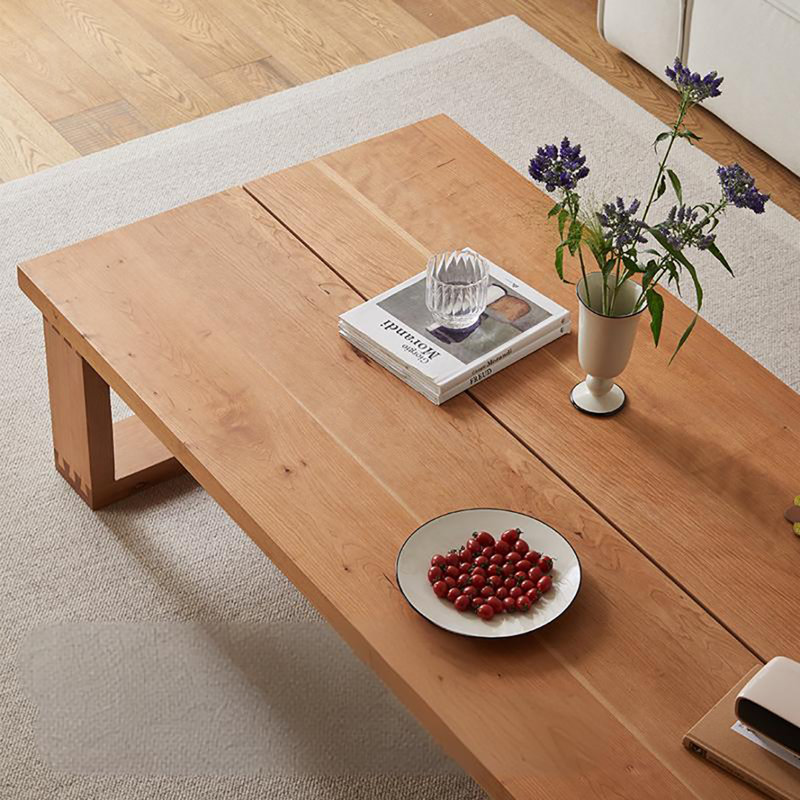 Table basse simple en bois de cerisier massif, H 17,7 po x L 55,1 po x l 27,6 po