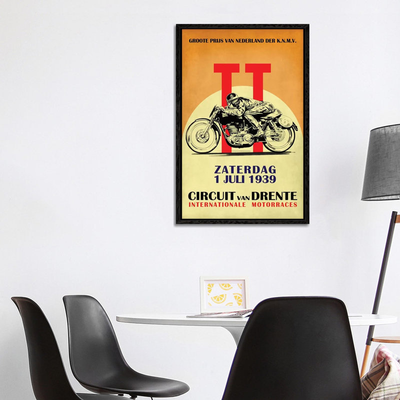 Circuit Van Drente TT 1939 by Mark Rogan - Print on Canvas, Black Framed, 101.6cm H x 66.04cm W x 3.81cm D