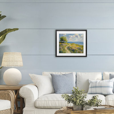 Colourful Coastal Path Framed Print Under Glass, design by Petal Prints Design