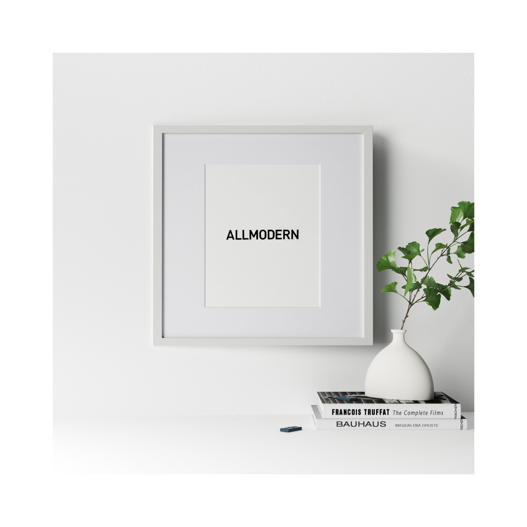 Capullo Wood Matte Picture Frame with Mat, White, 11" x 14", 20" x 20"