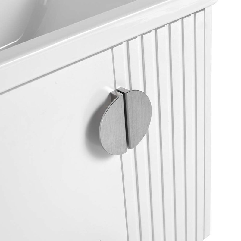 Meuble-lavabo simple 23,8 po avec plateau en céramique Khwaish, Blanc