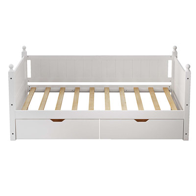 Verniya Twin Size Solid Wood Daybed with 2 drawers for Limited Space Kids, Teens, Adults, No Need Box Spring -  Red Barrel StudioÂ®, F355D413680D4DA9BB6E105E970FD2A9