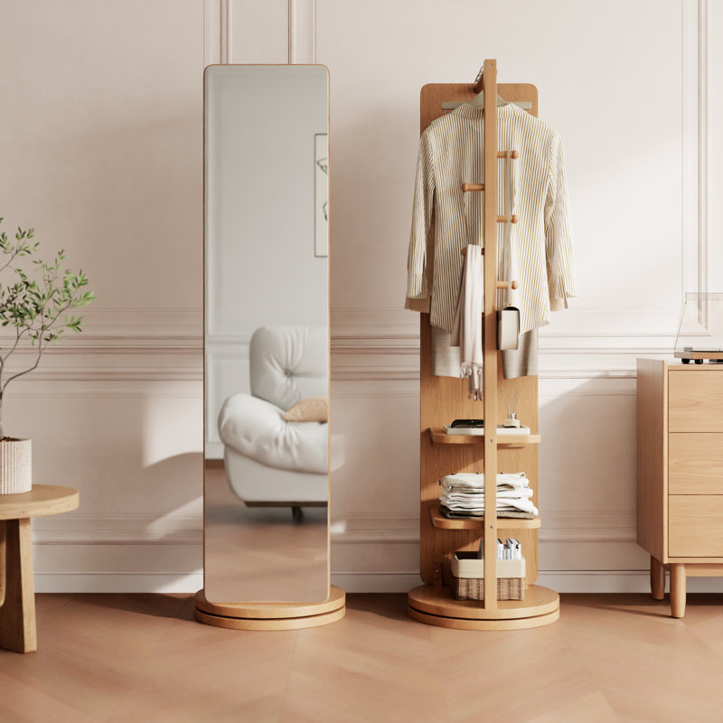 Miroir pleine grandeur Aevah, 70 pi H × 20 pi L × 14,6 pi P, Pivotant, Naturel