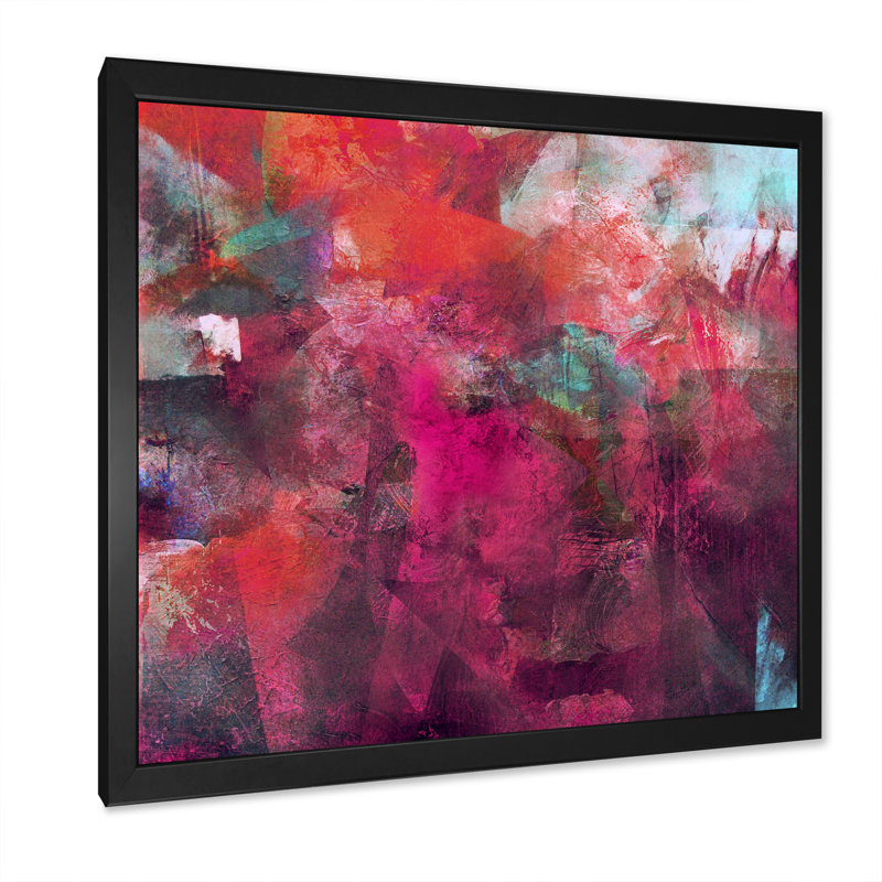 Grunge mauve et foncé Fusion II - Art mural moderne et contemporain sur toile, H 30 po x l 30 po x P 1 po, Cadre photo noir