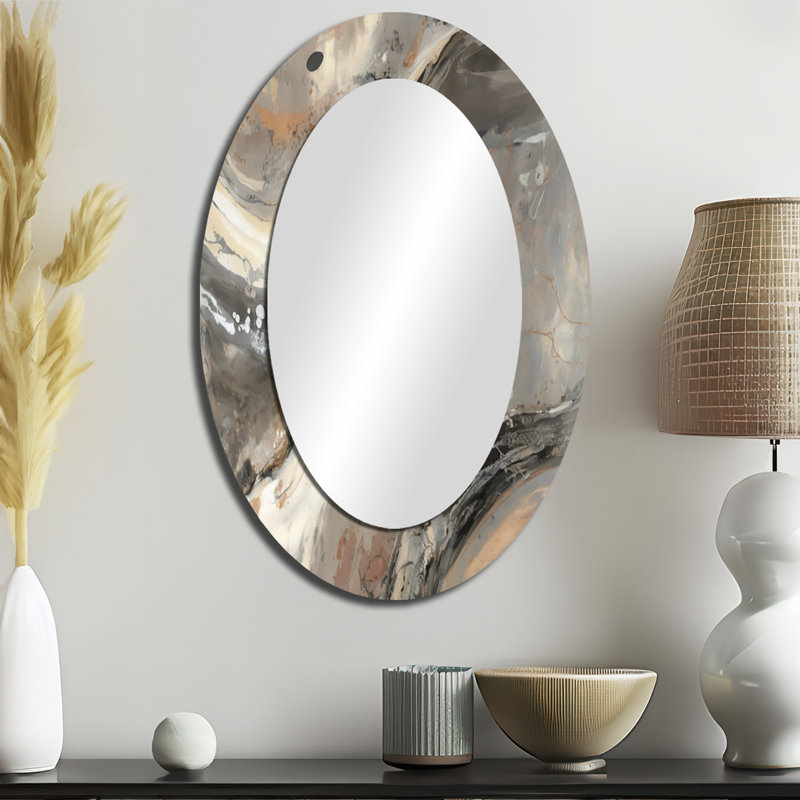 Morning Effervescence I - miroir mural ovale gris, 36 po x 24 po