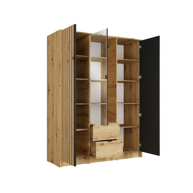 3 Door Glass and Steel Wardrobe