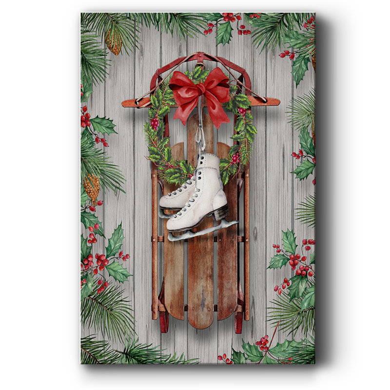 Traîneau et patins, H 48 po x l 32 po x P 1,5 po