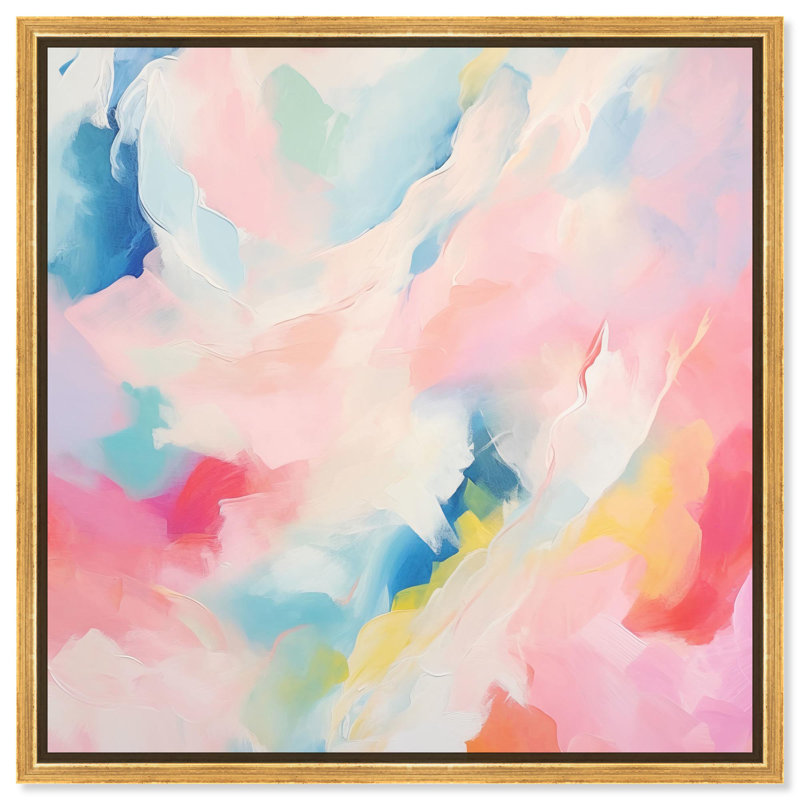 Coton Cotton Clouds II par Art Remedy, H 21 po x l 21 po, Doré, Cadre flottant