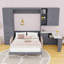 Queen Wooden Wall Murphy Bed with Sofa, LED Strip, USB Ports and Drawers-2118651649