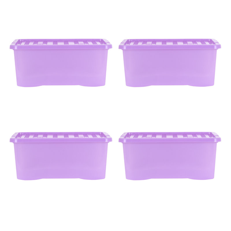 Wham Sparkle 45L Plastic Storage Boxes Pack of 4 Tint Lavender
