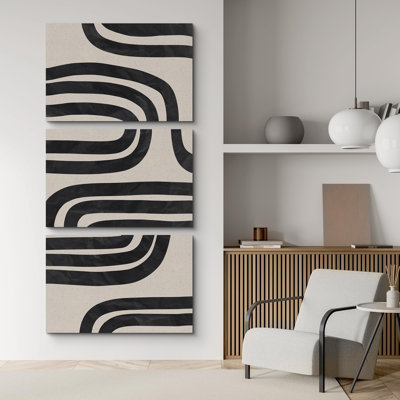 Forme géométrique de la ligne «Black and Beige Spiral Polygon Collage Abstract Patterns Illustration», 3 pièces