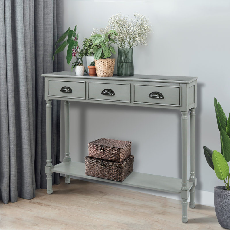 Pearsall 39.5'' Solid Wood Console Table, Vendee Gray
