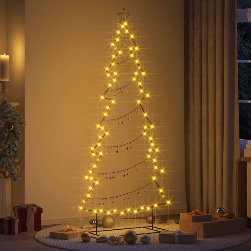 Metal Christmas Tree with Stand Black Steel, 210cm H