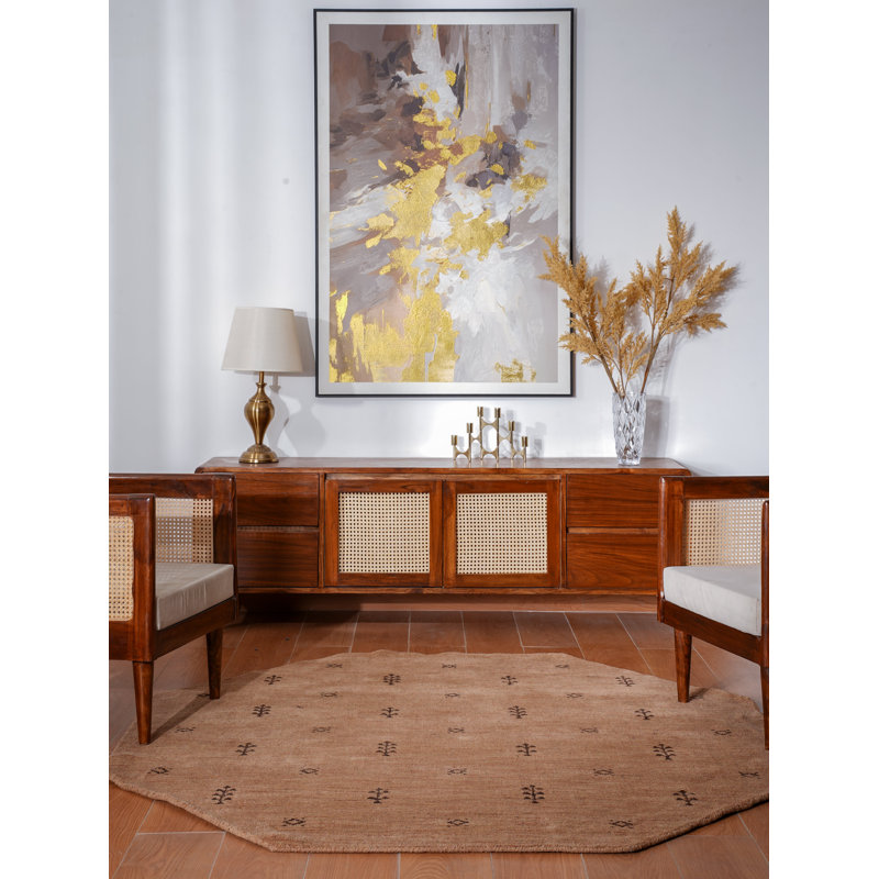 Ownby Hand Knotted Loom Wool Eco-Friendly Area Rugs - Rectangle, Camel Brown Color, Contemporary Modern Design, High Pile Thick Handmade Anti Skid Area Rugs for Living Room, Bed Room