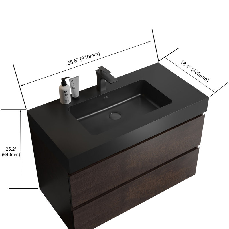 SANDILOOP 18.1'' Quartz Rectangular Bathroom Sink