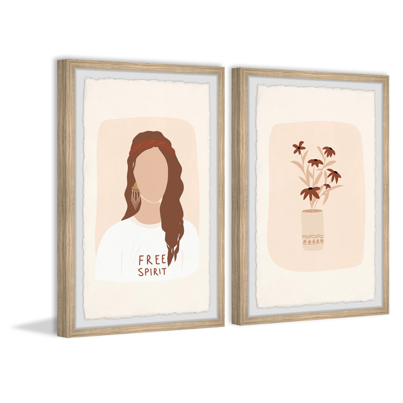 Free Spirit by Marmont Hill - 2 Piece Single Picture Frame Print Set, 61cm H x 41cm W x 3.81cm D