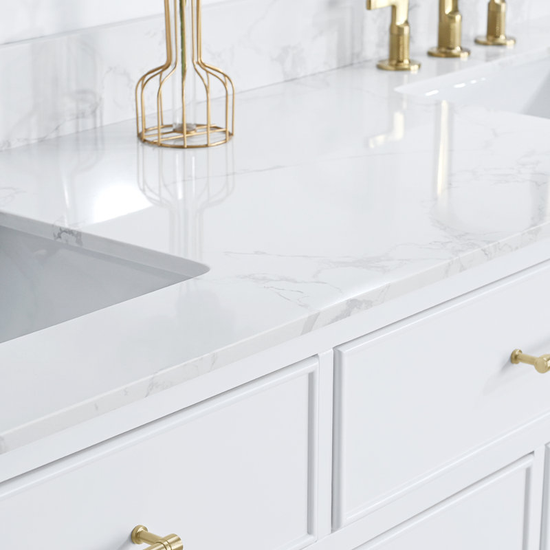 Opaline 72" Engineered Stone Double Bathroom Vanity Top with Sink（No Cabinet)