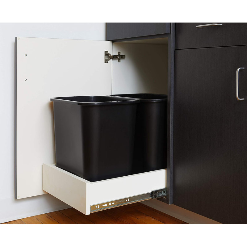 Corbeille poubelle à économie d'espace United Solutions, 7 gallons, paquet de 2, noir
