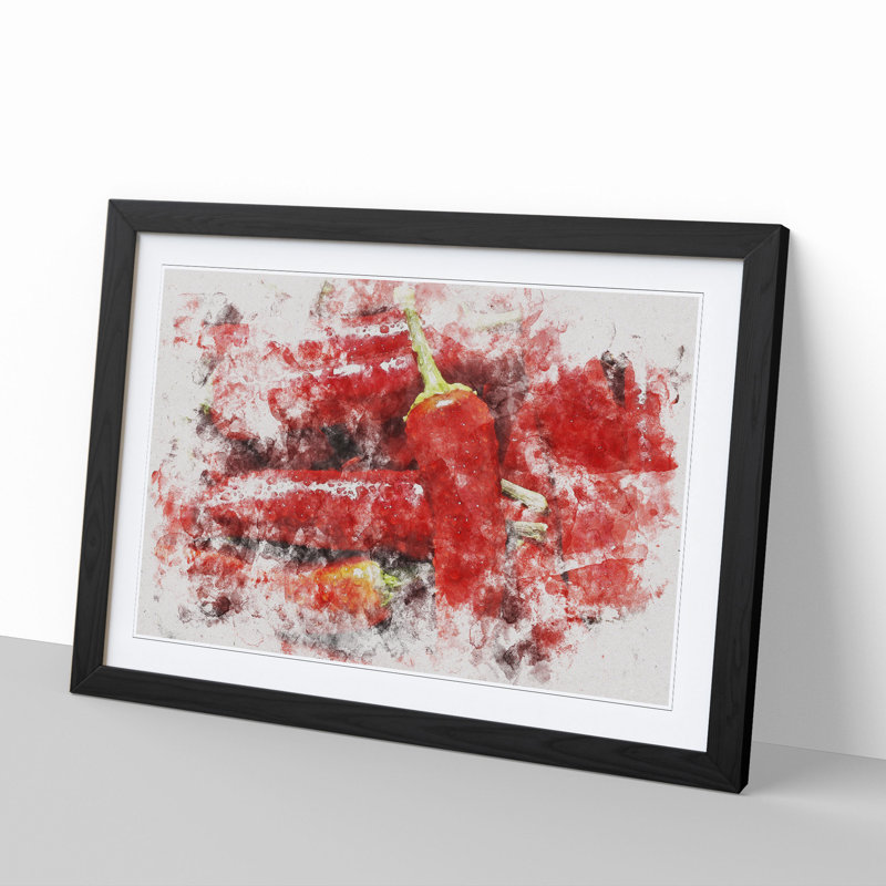 Red Chilli Peppers - Picture Frame Painting, 48cm H x 65cm W x 2cm D, Black Framed