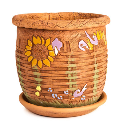 Advithi Handmade Ceramic Pot Planter with Drainage Hole and Saucer