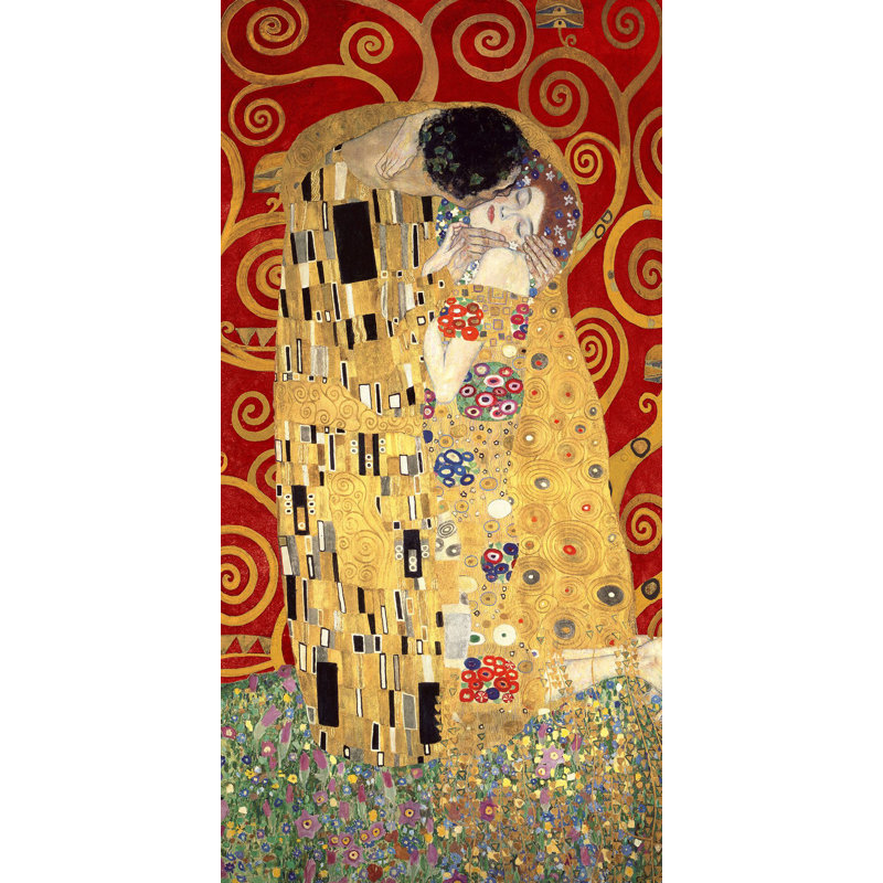 'The Kiss' by Teo Rizzardi - Wrapped Canvas Painting Print, Red, 70cm H x 35cm W x 4cm D