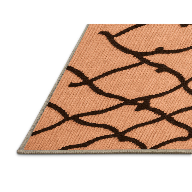 Tapis orange en treillis lavable à la machine, Rond 5 pi
