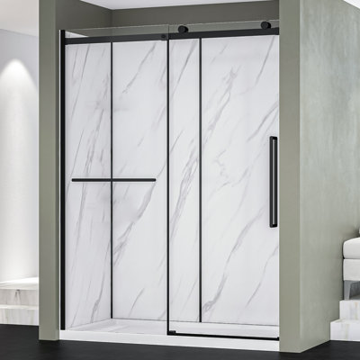 Ensemble de douche rectangulaire en alcôve noir 60 po x 78,6 po Alexandria