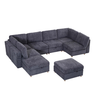 Modular Sectional Sofa with Storage and Convertible Seating